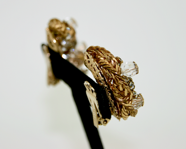 1950'S ALICE CAVINESS filigree and crystal earrings