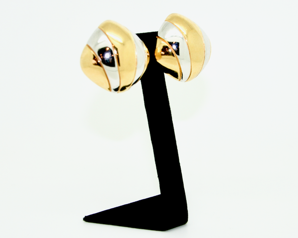 1980's CINER gold and silver fan earrings
