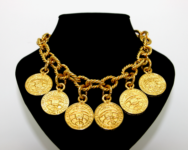 1991 CELINE coin charms gold necklace