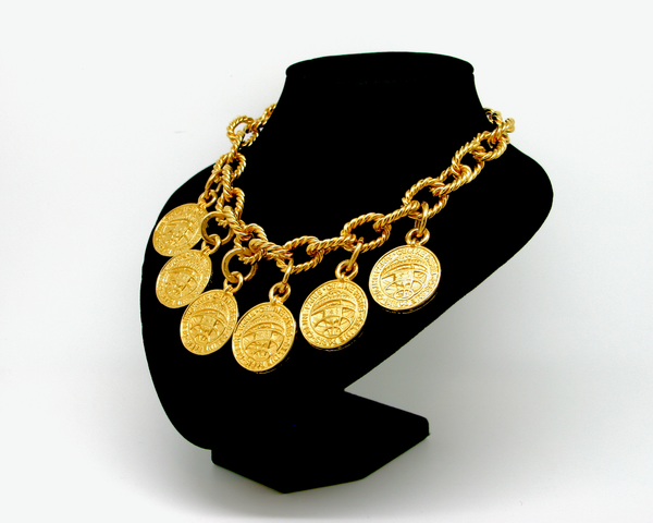 1991 CELINE coin charms gold necklace