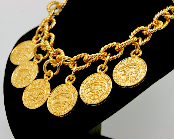1991 CELINE coin charms gold necklace