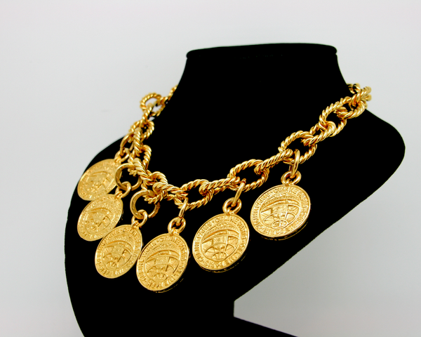 1991 CELINE coin charms gold necklace