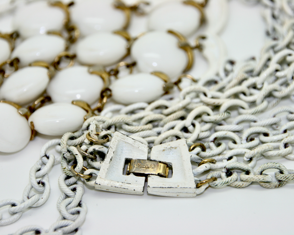 1960's TRIFARI white waterfall necklace