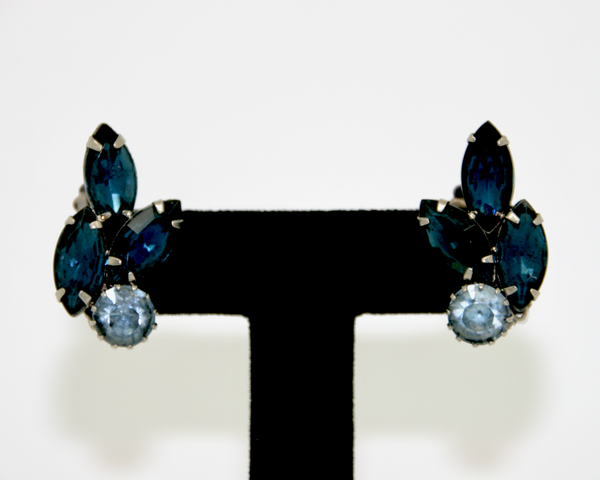 1940-50's BARCLAY silver and saphire blue rhinestone set