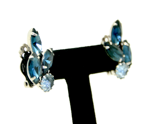 1940-50's BARCLAY silver and saphire blue rhinestone set
