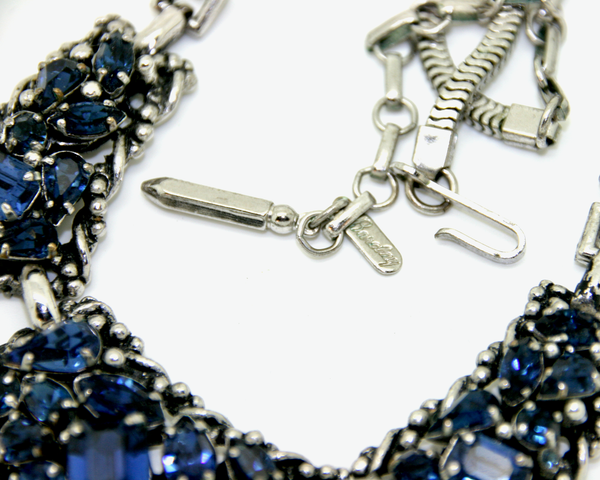 1940-50's BARCLAY silver and saphire blue rhinestone set