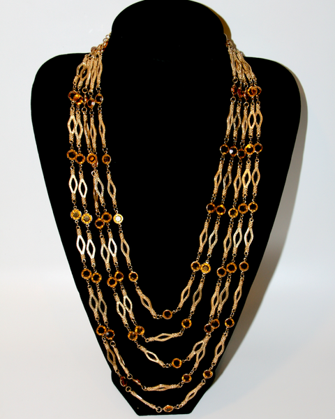 1950's Topaz multi chain swag necklace