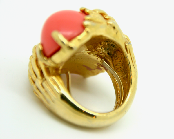 1970's PAULINE RADER double coral cabochon ring
