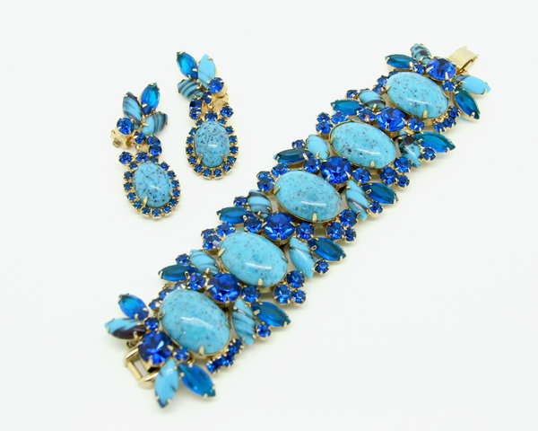 1960's JULIANA turquoise & cobalt 2pc set