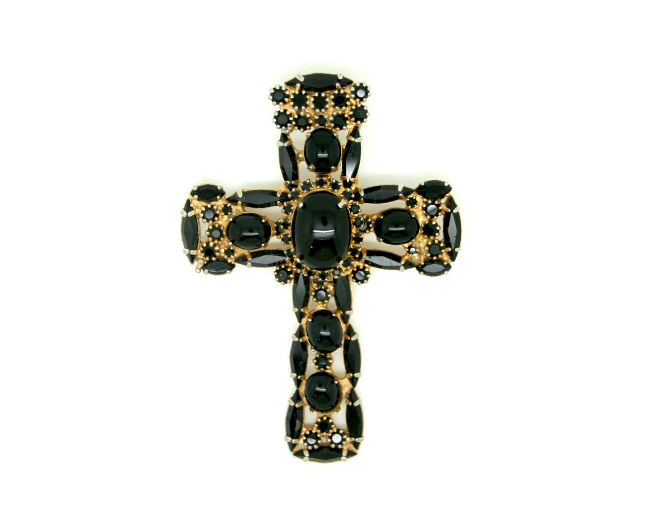 1960's De Lizza & Elster for ALICE CAVINESS black cross pendant/brooch