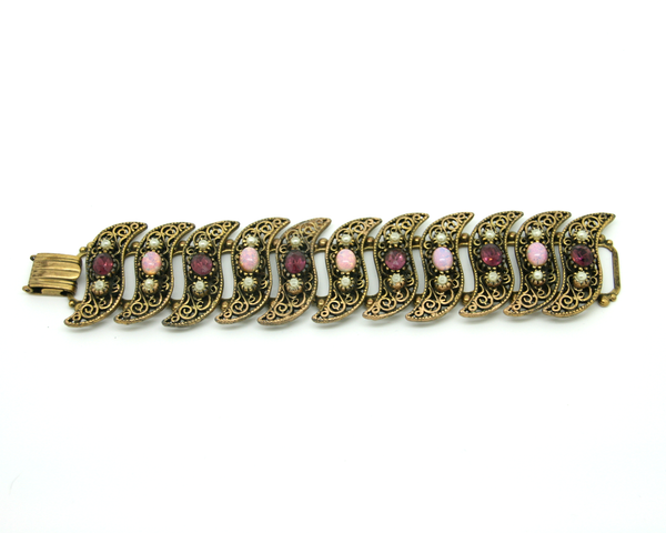 1950's FLORENZA opal swirl bookchain bracelet