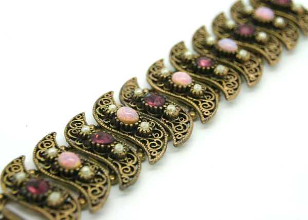 1950's FLORENZA opal swirl bookchain bracelet