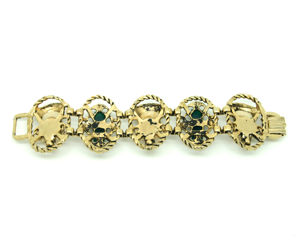 1950's SELRO siam princess & green cabochon bracelet