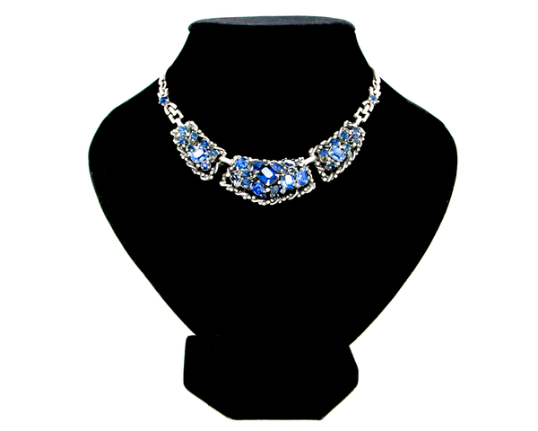 1940-50's BARCLAY silver and saphire blue rhinestone set