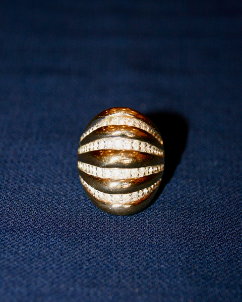 1970's PANETTA sterling silver, gold plate ridge ring