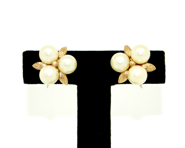 1960's CINER three faux pearl earrings