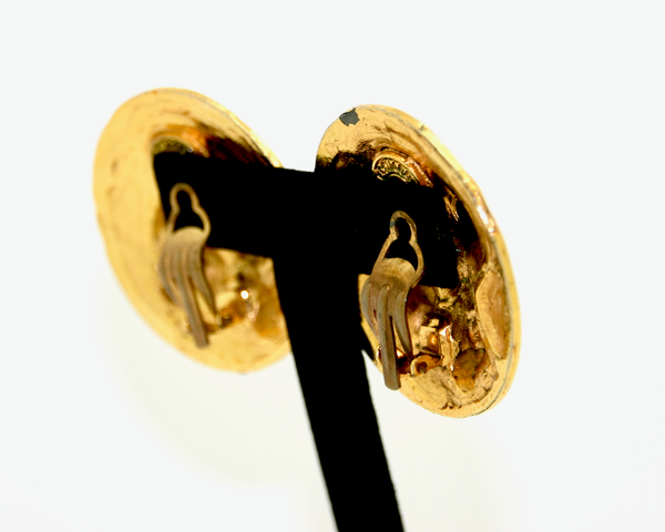 1980's EDOUARD RAMBAUD large round gold swirl earrings