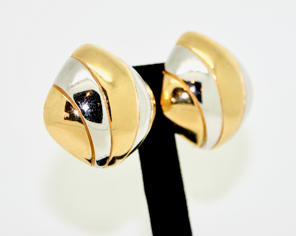 1980's CINER gold and silver fan earrings