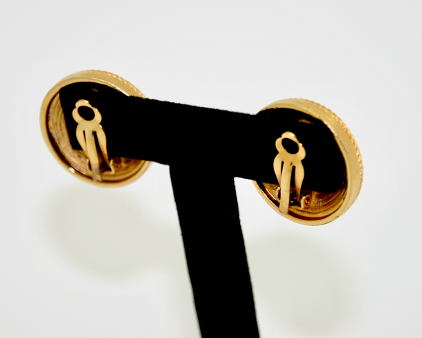 1970-1980's LIBERTY of London matt gold and black round earrings