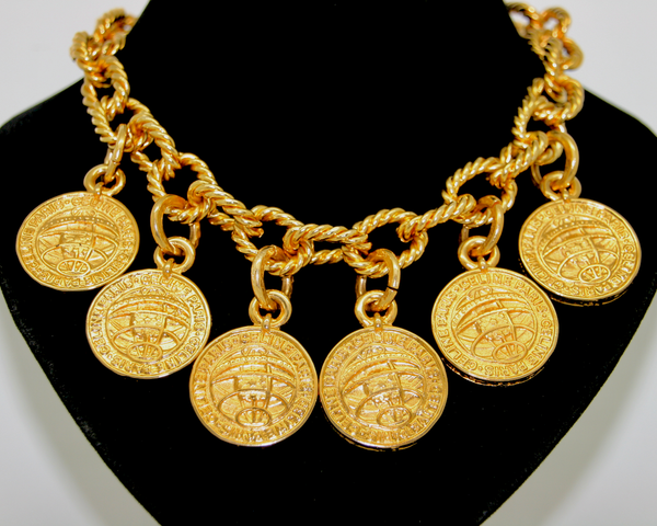 1991 CELINE coin charms gold necklace