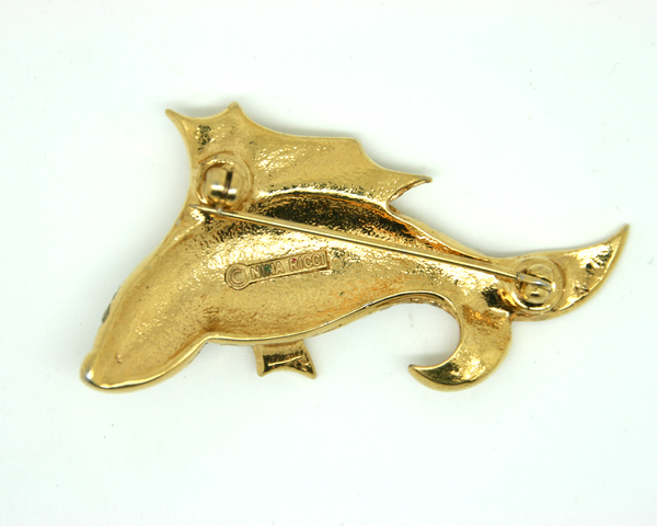 1970's Nina Ricci rhinestone fish brooch