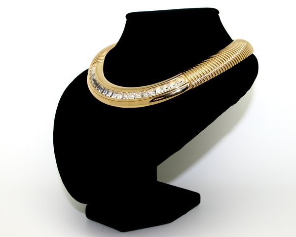 1980's GIVENCHY gold and crystal omega collar