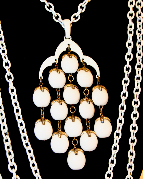 1960's TRIFARI white waterfall necklace