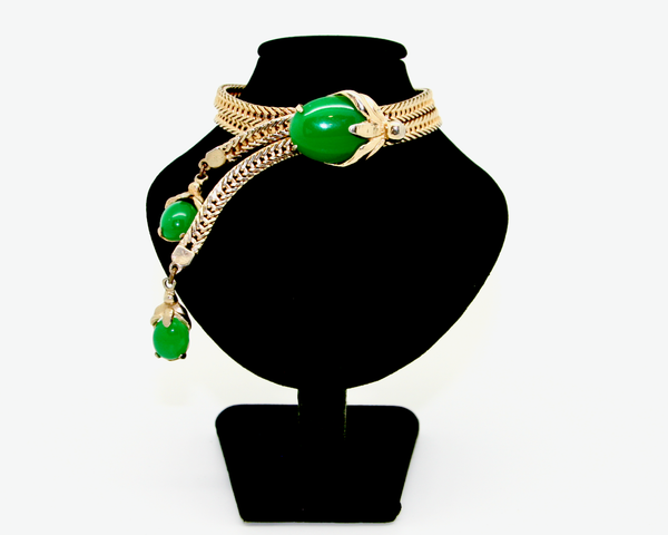 1950's green Peking glass slider bracelet