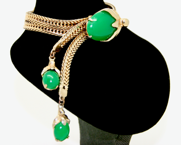 1950's green Peking glass slider bracelet