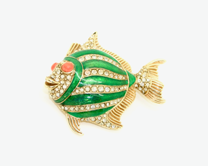 1960's CINER green enamel fish brooch