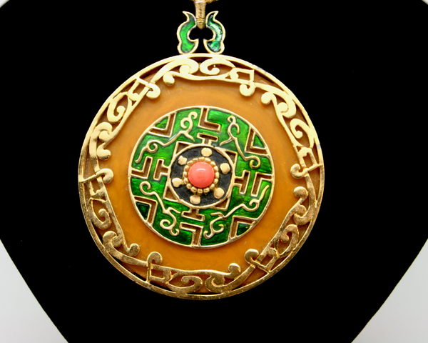1970's JOMAZ enamel & bakelite pendant
