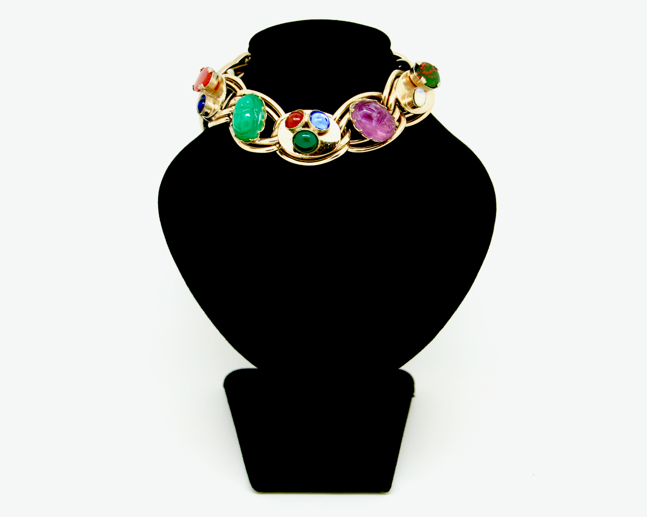 1950's KAFIN NY scarab art glass and semi precious stone 1950's KAFIN NY scarab art glass and semi precious stone