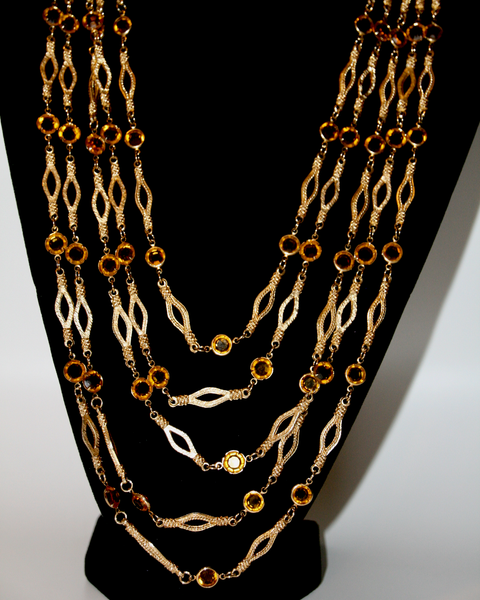 1950's Topaz multi chain swag necklace