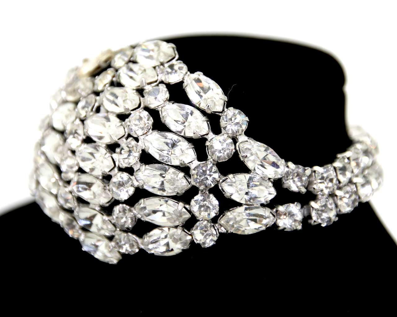 1940's KRAMER NY marquis crystal rhinestone bracelet