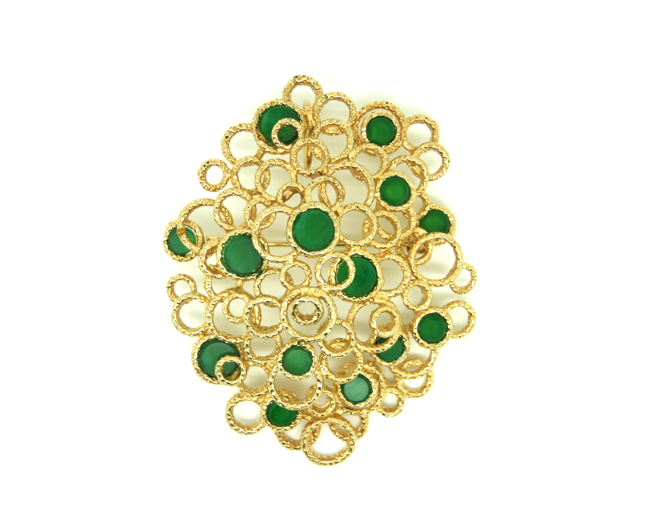 1960's PANETTA green circles brooch/pendant