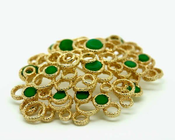 1960's PANETTA green circles brooch/pendant