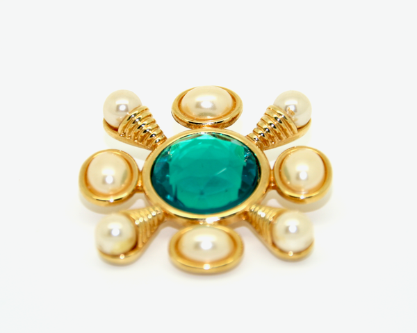 1970's KENNETH JAY LANE green pearl brooch/pendant