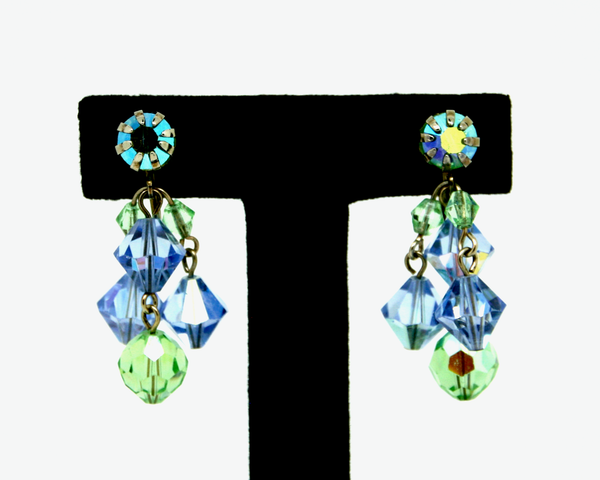 1960's JULIANA green & blue 3 piece bead set